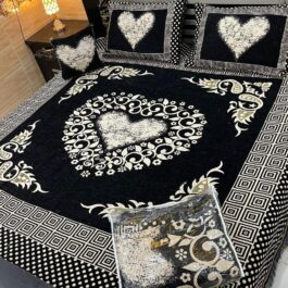 Black Velvet Heart Bedding – 4 Pcs Jacquard Sheet Set