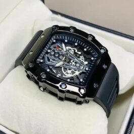 Men’s Black Square Skeleton Watch Imported Quality