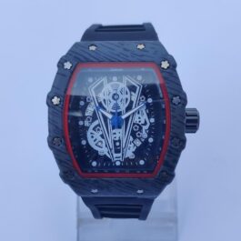 Men’s Square Dial Sports Watch Black Rubber Strap 38mm