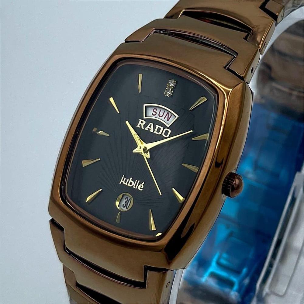 Men's Stainless Steel Watch Black Gold Sun Date