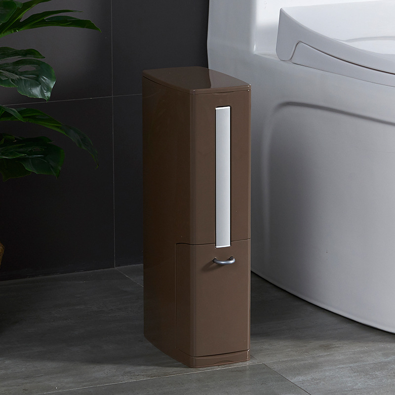 Modern Toilet Brush & Trash Can Set White Plastic - Image 5
