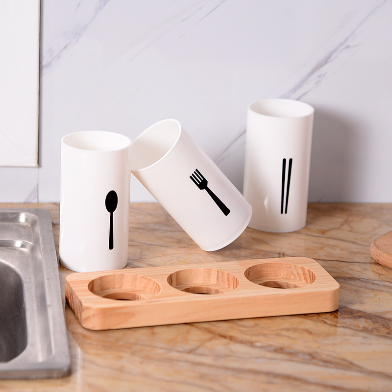 Modern Wooden Chopstick Holder with Drainage for Kitchen - Image 4
