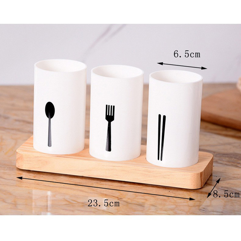 Modern Wooden Chopstick Holder with Drainage for Kitchen - Image 5
