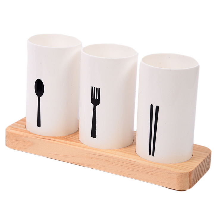 Modern Wooden Chopstick Holder with Drainage for Kitchen - Image 6