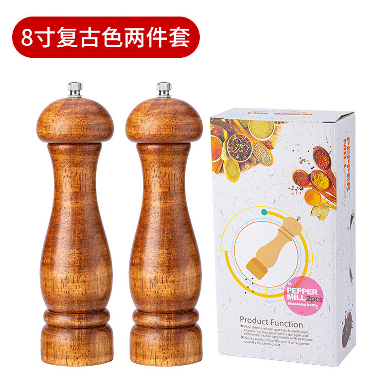 Oak Pepper Grinder Manual Rose Shaped Solid Oak - Image 2