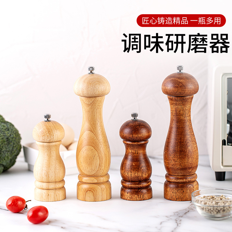 Oak Pepper Grinder Manual Rose Shaped Solid Oak - Image 3