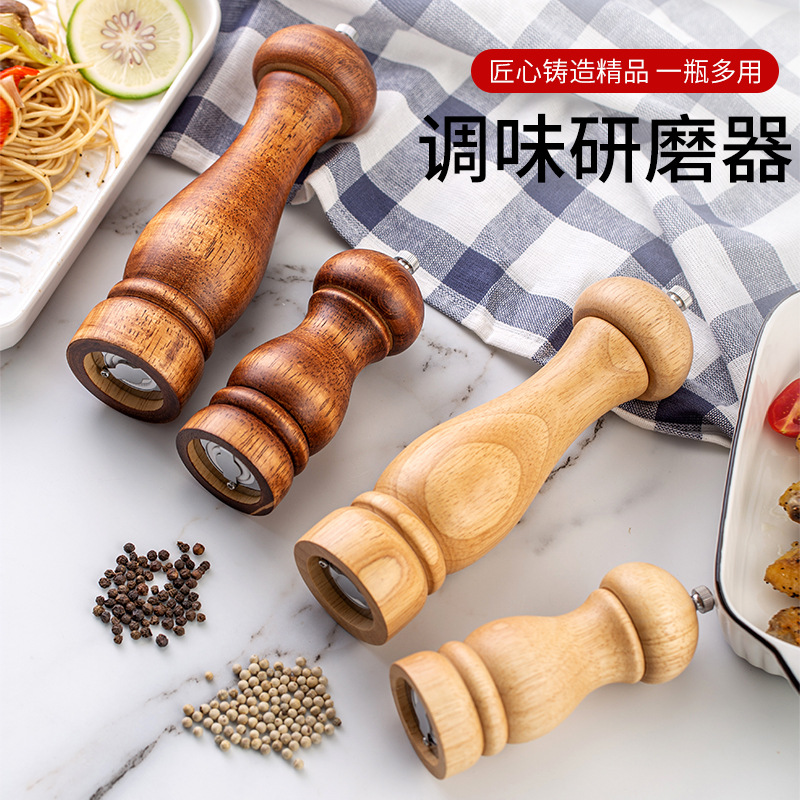Oak Pepper Grinder Manual Rose Shaped Solid Oak - Image 4