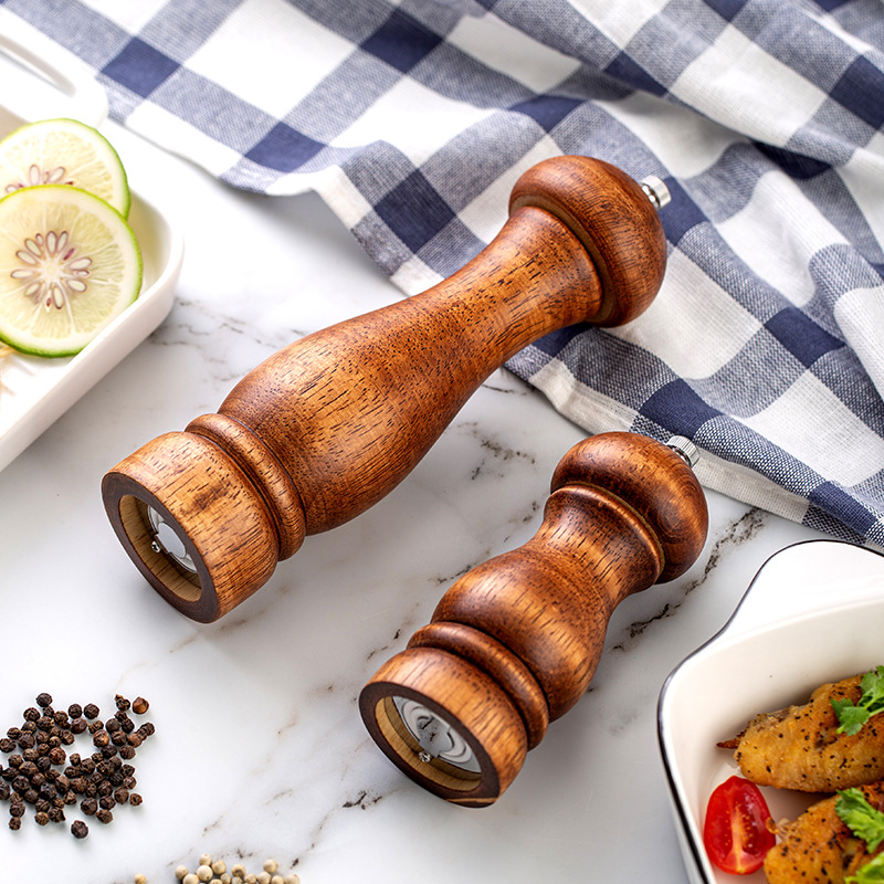 Oak Pepper Grinder Manual Rose Shaped Solid Oak - Image 5