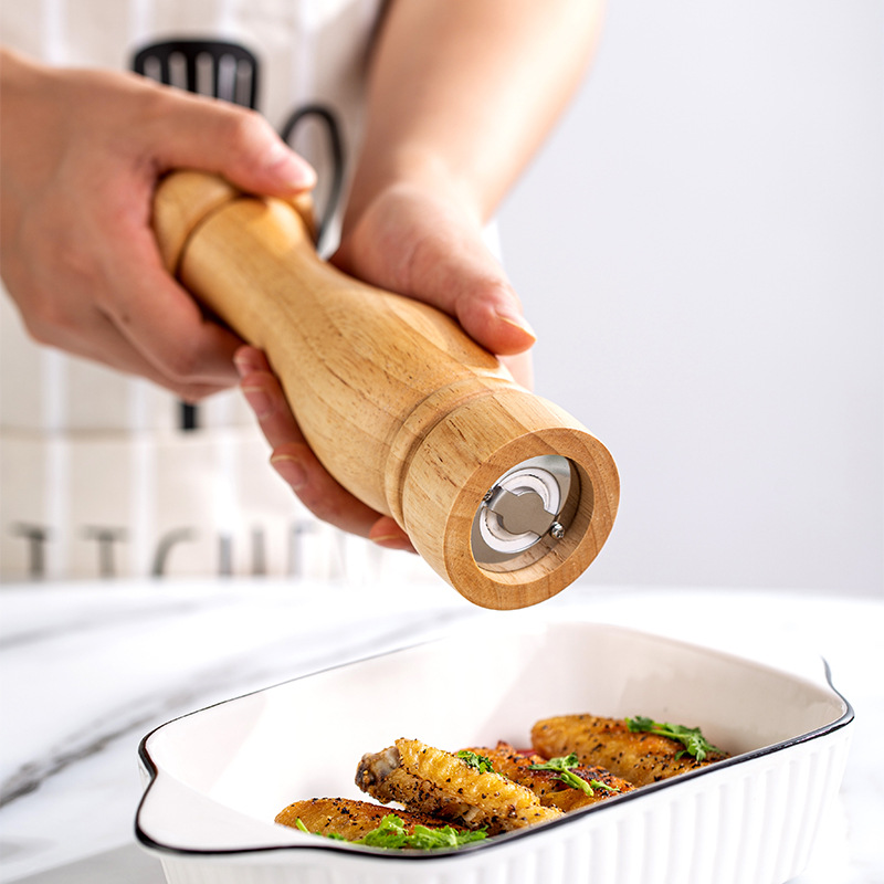 Oak Pepper Grinder Manual Rose Shaped Solid Oak - Image 6