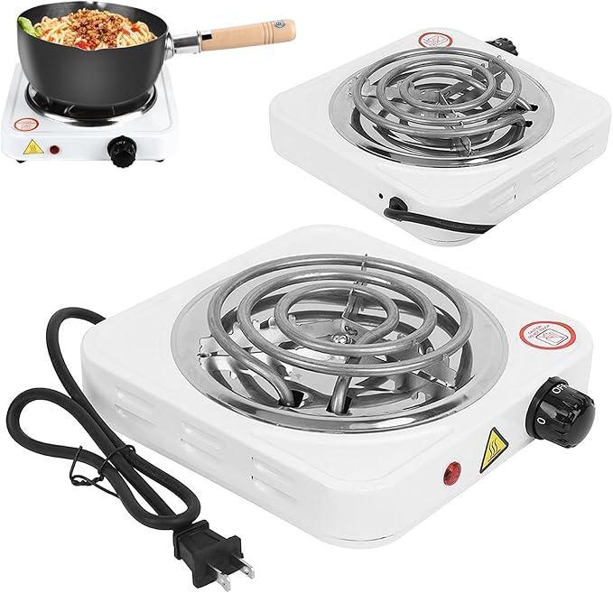Portable Electric Hot Plate | 1000W Stainless Steel White Burner - Image 3