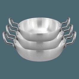 Premium Aluminium Mini Woks | Set of 3 Silver Stir-Fry Pans
