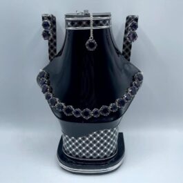 Silver Necklace Set with Purple Gemstones in Pakistan