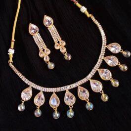 Teardrop Diamond Necklace Set for Women | Gold Plated Jewelry
