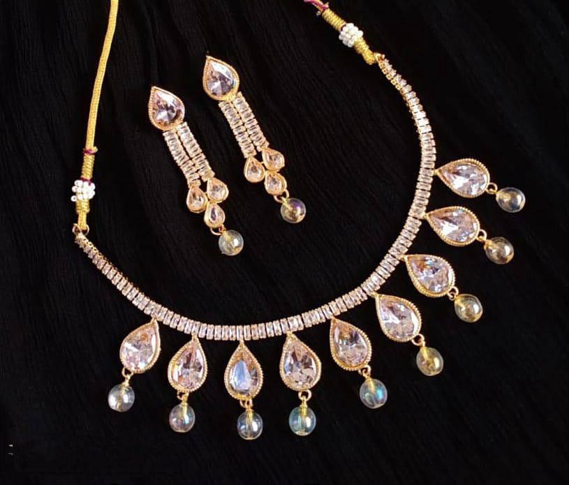 Teardrop Diamond Necklace Set for Women | Gold Plated Jewelry