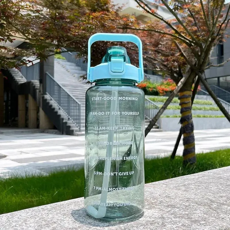 Transparent Vacuum Water Bottle | Motivational Quotes Gym Flask