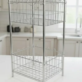 Two Tier Chrome Metal | Double Layer Fruit Basket Organizer