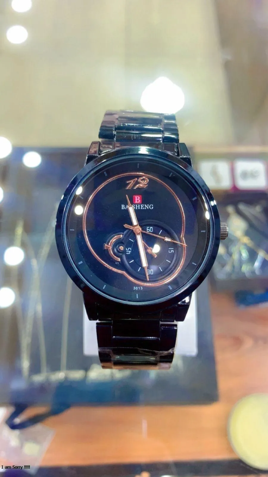 Unisex Black Rose Gold Diver Watch with Clasp Lock - Image 2