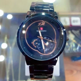 Unisex Black Rose Gold Diver Watch with Clasp Lock